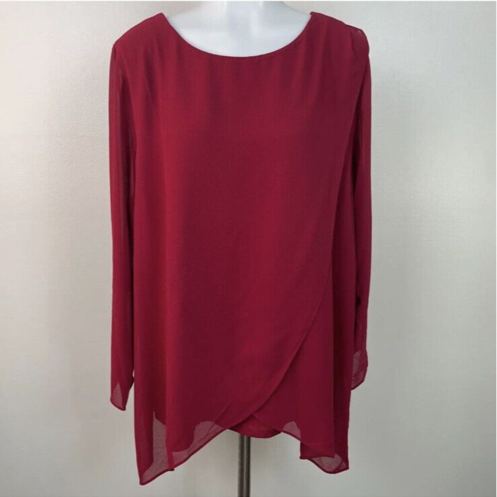 NWT Soft Surroundings Belvedere Blouse Red Crossover Top Women's Sz Small